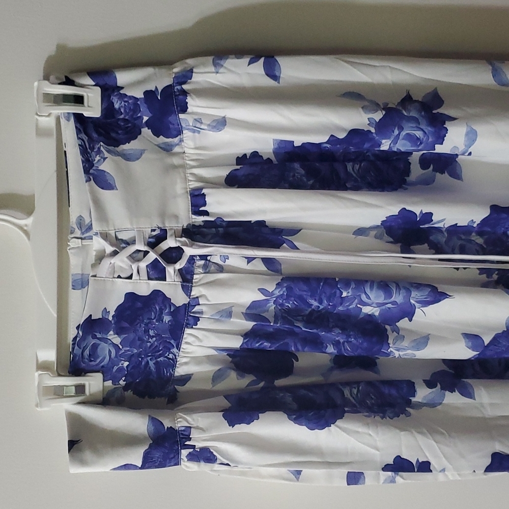 SHEIN Floral Print Lace Up Ruffle Hem Skirt